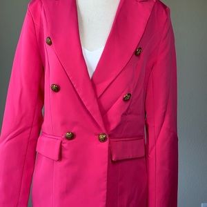 NWOT Sunday Up blazer Fuchsia pink lined jacket sz Med lightweight.